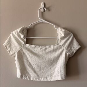 SHEIN White Eyelet Crop Top